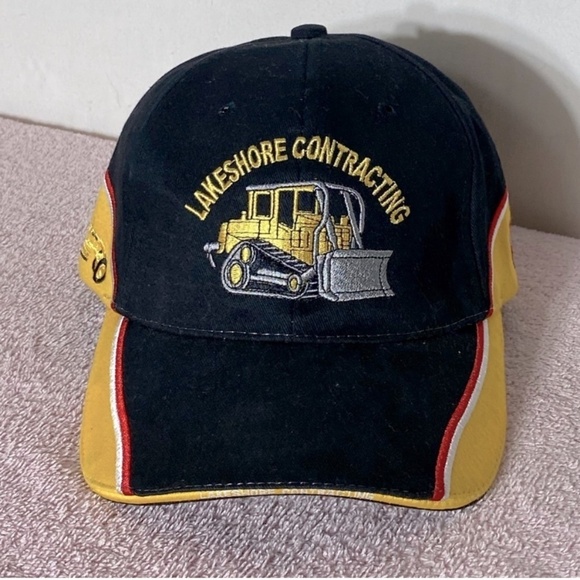 Vintage Black Yellow Embroidered Lakeshore Contracting Hat - Picture 1 of 11